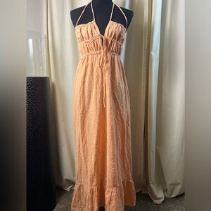 Elegant Peach Maxi Dress